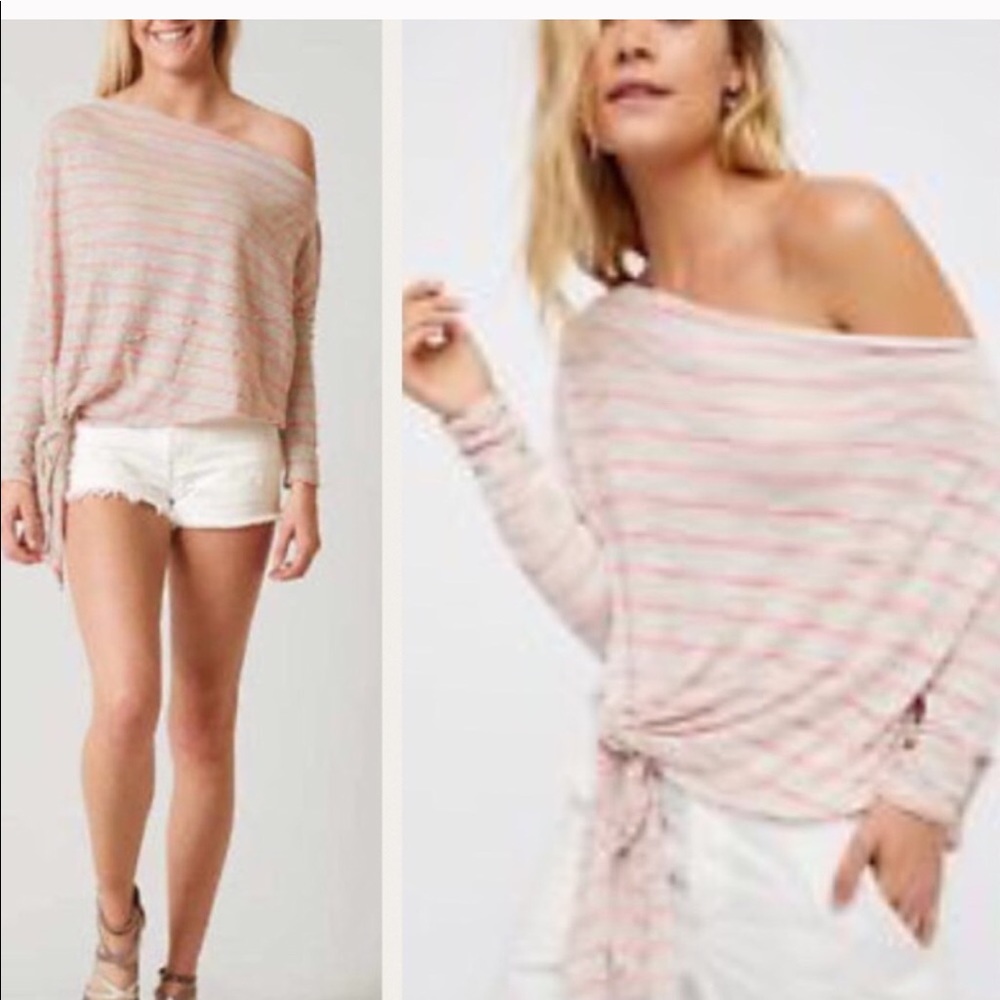 NWT Free People One Shoulder Striped Knot Top